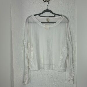 NWT Free People White Ruffle Long Sleeve Size XS